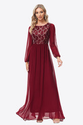 Contrast Sequin Puff Sleeve Formal Dress - Shah S. Sahota